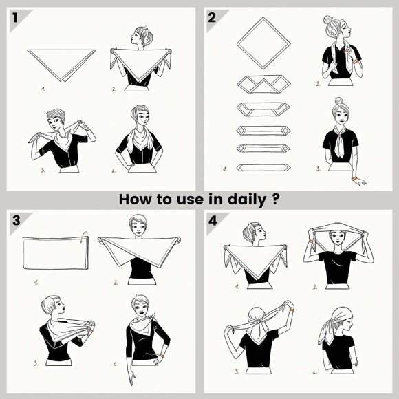 Silk Feel Tropical Hibiscus Head Scarf Green Leaves Red Flowers Women Girls - Picture 6 of 7